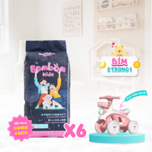 [TẶNG XE ĐIỆN CÓ NHẠC] Combo 6 bỉm quần sơ sinh BomBom Kids