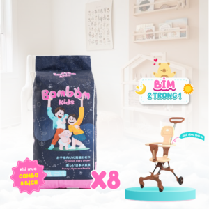 [TẶNG XE ĐẨY] Combo 8 bỉm quần sơ sinh BomBom Kids